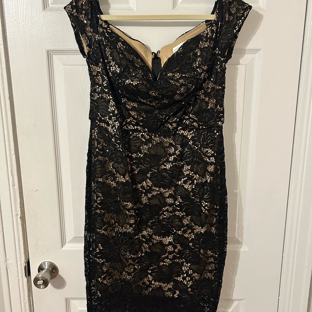 Bisou Bisou Black and Cream Lace Dress